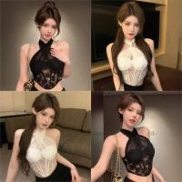 ราคา Miqi เสื้อกล้าม คล้องคอ แขนกุด มีฟองน้ำ แต่งลูกไม้ เข้ารูป เสื้อครอป สไตล์เกาหลี เซ็กซี่ FYL245 (41274719782)