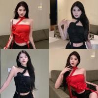 ราคา Miqi เสื้อเกาะอก เปิดหลัง ดอกไม้ประดับ แต่งสายคล้องคอเพิ่ม รัดรูป เสื้อครอป สวย ใส่ไปทะเล FY2570 1 (40407024688)