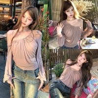 ราคา Miqi เสื้อยืด ปาดไหล่ แขนยาว สีพื้น ผ้านุ่ม เสื้อผ้าสตรี สไตล์เกาหลี แนวสตรีท เซ็กซี่ FY2911 1 (29890379886)