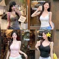 ราคา Miqi เสื้อสายเดี่ยว มีฟองน้ำ แต่งลูกไม้ ปุ่ม เข้ารูป ผ้านิ่ม เสื้อครอป สไตล์เกาหลี แฟชั่น FY33106 (27337335313)