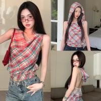 ราคา Miqi เสื้อกั๊กเซ็กซี่ แต่งเพิ่มฮู้ด ดีเทลลายสก็อตแดง เปิดหลัง แต่งลูกไม้ เข้ารูป เสื้อแขนกุด สวมใส่สบาย (24547783290)