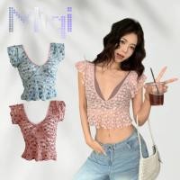 ราคา Miqi เสื้อยืด คอวี แขนสั้น ลายดอกไม้สีพาสเทล ผ้าใส่สบาย เสื้อครอป สไตล์ลำลอง สวย น่ารัก U232 (53600853752)