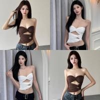 ราคา Miqi เสื้อเกาะอก สีพื้น ดีเทลผ้าหยนๆเว้าเอว รัดรูป ผ้ายืด เสื้อครอป เซ็กซี่ไม่ไหว ใส่ไปทะเล FY2891 (25096620436)