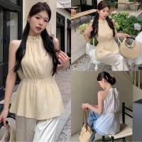 ราคา Miqi เสื้อกล้าม สีทึบ ซีทรู ดีเทลเว้าด้านหลัง เอว อัดพลีท เสื้อแขนกุด สไตล์ลำลอง เรียบหรู ไปคาเฟ่ 11562 (41105196467)