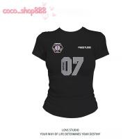 ราคา เสื้อยืดเซ็กซี่ เสื้อพิมพ์ลาย TLDX0402 เสื้อยืดสวยๆผู้หญิง แขนสั้น ทรงเข้ารูป เซ็กซี่ สไตล์อเมริกันย้อนยุคเรียบง่าย (40756229398)