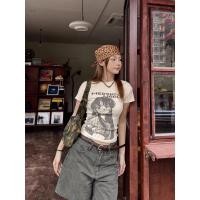 ราคา เสื้อยืดเซ็กซี่ เสื้อพิมพ์ลาย TLDX0836 เสื้อยืดสวยๆผู้หญิง แขนสั้น ทรงเข้ารูป เซ็กซี่ สไตล์อเมริกันย้อนยุคเรียบง่าย (40262519813)