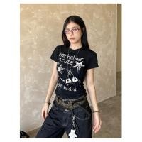 ราคา เสื้อยืดเซ็กซี่ เสื้อพิมพ์ลาย TLDX1535 เสื้อยืดสวยๆผู้หญิง แขนสั้น ทรงเข้ารูป เซ็กซี่ สไตล์อเมริกันย้อนยุคเรียบง่าย (28087882299)