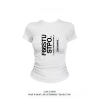 ราคา เสื้อยืดเซ็กซี่ เสื้อพิมพ์ลาย TLDX0300 เสื้อยืดสวยๆผู้หญิง แขนสั้น ทรงเข้ารูป เซ็กซี่ สไตล์อเมริกันย้อนยุคเรียบง่าย (28037950198)