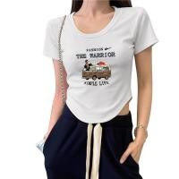 ราคา COD จัดส่งในกรุงเทพฯ เกาหลี เซ็กซี่ เสื้อยืดสตรี HXDX0437 ผู้หญิง ผ้าฝ้ายแท้ ลายทาง ตัวอักษร หลวม ลายสกรีน (42658691259)