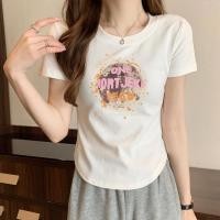 ราคา COD จัดส่งในกรุงเทพฯ เกาหลี เซ็กซี่ เสื้อยืดสตรี HXDX0388 ผู้หญิง ผ้าฝ้ายแท้ ลายทาง ตัวอักษร หลวม ลายสกรีน (40956522512)