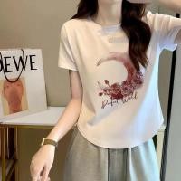 ราคา COD จัดส่งในกรุงเทพฯ เกาหลี เซ็กซี่ เสื้อยืดสตรี HXDX0201 ผู้หญิง ผ้าฝ้ายแท้ ลายทาง ตัวอักษร หลวม ลายสกรีน (29937757175)