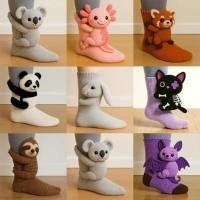 ราคา ถุงเท้าCrochetลายน่ารักแบบ3D สัตว์ครีเอทีฟ เช่น Koala และ Sloth อุ่นและน่าสะสม (53650824659)