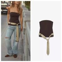 ราคา ชุดท่อนบนและเข็มขัดสไตล์เซ็กซี่ หนังแท้ สำหรับฤดูใบไม้ร่วง (40069261456)