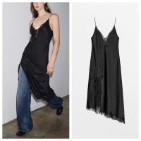 ราคา ชุดเดรสผ้าไหมซาตินลูกไม้ ไม่สมมาตร คอวีแขนกุด สไตล์เซ็กซี่ (41923460117)