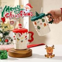 ราคา บรรยากาศคริสต์มาส แก้วของขวัญคริสต์มาสน่ารักพร้อมฝาปิดช้อน Santa Elk ถ้วยเซรามิคของที่ระลึก ofke (45152225276)