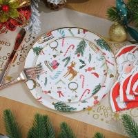 ราคา คริสต์มาสทิ้งจานกระดาษจานอาหารค่ําถ้วยกระดาษมีดส้อมช้อนฟางใส่การ์ดพรรคบนโต๊ะอาหาร ฮ่าๆ (56000964176)
