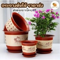 ราคา Home P Shop กระถางต้นไม้พลาสติกหนา เรียนแบบเซรามิค ระบายน้ำดี กระถางดอกไม้สีน้ำตาล (29358348611)
