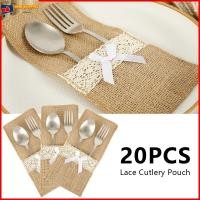 ราคา กระเป๋าใส่ช้อนส้อม ผ้ากระส้อม ถุงใส่ของบนโต๊ะอาหารลูกไม้ ของชำร่วยงานแต่งงาน 20 ชุดขึ้น (22883483510)