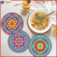 ราคา ชุดแผ่นรองจาน ปักครอสสติตช์คริสตัล ทรงกลม ขนาด 19x19 ซม DIY 4 ชิ้น (25422951569)