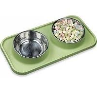 ราคา ชามแมวกันมด 2 หลุม 3สีชามอาหารแมว ถอดล้างได้ ที่ใส่อาหารสัตว์เลี้ยง (43852540414)