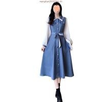 ราคา Plus size Dress ชุดเดรสยาวผู้หญิง ไซส์ใหญ่ เดรสสาวอวบ แขนยาว คอพับ รัดเอว ปกปิดหน้าท้อง สไตล์เกาหลี ฤดูใบไม้ผลิ เสื้อผ้าสาวอวบอ้วน Oversize Women Clothes (53102741419)