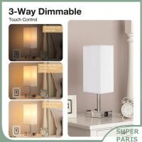 ราคา superparis ผ้าโคมไฟข้างเตียงโต๊ะข้างเตียงพร้อมหลอดไฟ LED สีขาวนวลโคมไฟตั้งโต๊ะระบบควบคุมแบบสัมผัส USB A Type C พอร์ตชาร์จ 2 ปลั๊กไฟ 3 ระดับหรี่แสงได้สำหรับห้องนั่งเล่นห้องนอน Study Cafe Shop (57701239