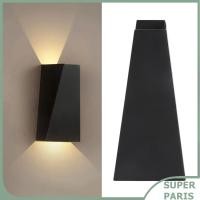 ราคา superparis Marhynchus โคมไฟติดผนัง LED สี่เหลี่ยมคางหมูที่ทันสมัยเรียบง่ายพร้อมแสงอุ่นขึ้นและลงสำหรับลานห้องครัวห้องน้ำ เปลือกสีดำ (56001150458)