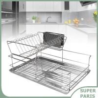 ราคา Superparis Superparis ASHATA ตะแกรงเพื่อให้จานแห้งสแตนเลสสำหรับเคาน์เตอร์ห้องครัวที่จัดระเบียบ 2 ชั้นประหยัดพื้นที่พร้อมถาดด้านล่างที่ใส่ช้อนส้อม 18 1x8 1in (51650663205)