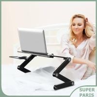 ราคา Superparis ขาตั้งแล็ปท็อปแบบปรับได้สำหรับเตียงโต๊ะพับได้โต๊ะคอมพิวเตอร์พีซีพร้อมพัดลมระบายความร้อน 2 ตัวและถาดเมาส์ 360 เท้าหมุนได้ สีดำ (50101179401)