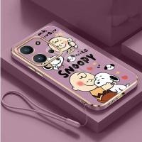 ราคา OPPO A6 Pro 5G A6 Pro 4G Snoopy เคสโทรศัพท์ชุบสี่เหลี่ยมน่ารักฝาครอบกันกระแทก Capa (29692865208)