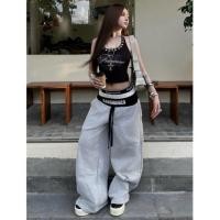 ราคา Pre order 14 20days แบรนด์เวียดนาม Bad Choices Wide Leg Sweatpants DOUBLE WAIST Crawled fabric with drawstring (55751364568)