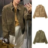 ราคา 25 ฤดูใบไม้ร่วงสไตล์ใหม่แจ็คเก็ตหนังนิ่มกระเป๋าตกแต่งแจ็คเก็ต (43724840996)