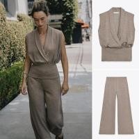 ราคา แจ็กเก็ตเซอร์สัคเคอร์สองชั้นจากZARA กางเกงขาป้ายเอวกลางมียางยืด (43867212389)