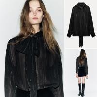 ราคา ซาร่า ฤดูใบไม้ร่วงเสื้อเชิ้ตคอกลมแขนยาวด้ายโลหะสไตล์ใหม่7521Za9 (27319829599)