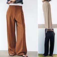 ราคา ซาร่าZa ฤดูใบไม้ร่วงใหม่สไตล์จีบตกแต่งกว้างกางเกงกางเกงกางเกงเอวสูง315Za21 (27259187755)