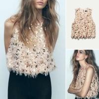 ราคา ซาร่า Za ฤดูใบไม้ผลิใหม่สไตล์ประดับด้วยเลื่อมขนด้านบนเสื้อกั๊ก2157Za5 (25139115509)