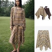 ราคา เสื้อคลุมลายสก๊อตสำหรับต้นฤดูใบไม้ร่วง และกระโปรงเอวกลางลายตารางไม่สมมาตร (26942359694)