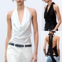 ราคา ซาร่า 2025 ฤดูใบไม้ผลิใหม่สไตล์ผู้หญิงโบว์เชือกแขวนคอคอผ้าไหมซาตินเนื้อด้านบน2892650 (27980985668)