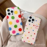 ราคา หัวใจรักสีสันลายจุดหน้ายิ้ม สองชั้น IMD สำหรับ iPhone 16 13 12 15 14 11 15PRO 12PRO 16PROMAX 11PROMAX 7PLUS 8PLUS 15PLUS X XS XSMAX เคสโทรศัพท์ขอบนุ่ม WC7F (43254424413)