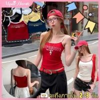 ราคา COD เสื้อกล้ามถักแบบมีขอบสำหรับผู้หญิง เสื้อกล้ามครอปทรงเข้ารูป สายเดี่ยวปรับได้ เสื้อนอกแขนกุดลำลองสำหรับฤดูร้อน MysticHearth (44276119808)