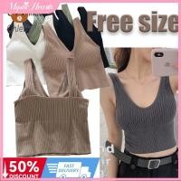 ราคา COD เสื้อกล้ามครอปกีฬาฤดูร้อนสำหรับผู้หญิง เสื้อกล้ามคอวีสีพื้นสไตล์ฮาราจูกุ MysticHearth (57151438961)