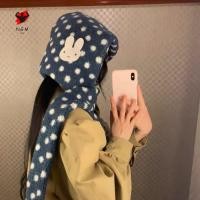 ราคา หมวกไหมพรมขนแกะลายจุด พร้อมผ้าพันคอยกยวน เหมาะสำหรับฤดูหนาว (56751581470)