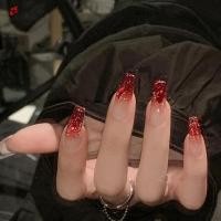 ราคา ปีใหม่สีแดงไล่โทนสีเล็บปลอม3ง สแควร์คริสตัล พลอยเทียม เล็บสําหรับทําเล็บมือเสื้อผ้ารองเท้างานฝีมือ ทําเอง (47201957387)