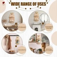 ราคา Boho ไม้ Rainbow ชั้นวางของติดผนังไม้แขวนชั้นวางตกแต่งผนังสําหรับห้องนั่งเล่นห้องน้ําตกแต่งห้องนอน (51202080264)