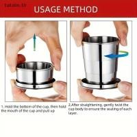 ราคา Tatain 250ml สแตนเลสพับถ้วย Outdoor Travel Camping แบบพกพาพับถ้วยน้ําพวงกุญแจ Retractable Teacups TH (52152929927)