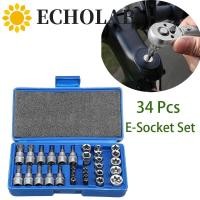 ราคา เสียงสะท้อน 34 ชิ้น เซ็ต E Torx Star ซ็อกเก็ตชุด ชายหญิง Bits 1 4 3 8 1 2 ไดรฟ์ Torx Star Bit Socket พร้อมกล่องเก็บเครื่องมือหกเหลี่ยม Torx Bit Socket เครื่องมือ (52402293045)