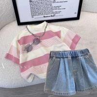 ราคา Wanders Denim Set เสื้อยืดเด็กผู้หญิง กางเกงยีนส์ขาสั้นเนื้อนุ่ม ใส่สบาย (46851086447)