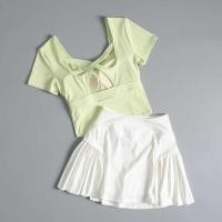 ราคา ชุดกีฬาผู้หญิงแขนสั้น เหมาะสำหรับการเล่นแบดมินตันและเทนนิส แห้งไว (47801543777)