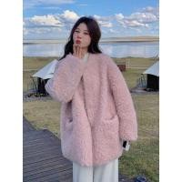 ราคา เสื้อแจ็คเก็ตผ้าวูลเนื้อแกะสีชมพูสำหรับผู้หญิงฤดูหนาว ออกแบบสไตล์เกาหลีBeautifully Soft and Gentle (53351514303)