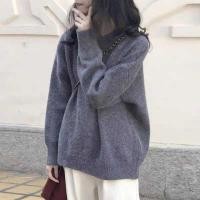 ราคา เสื้อกันหนาวผู้หญิงทรงคลุมใหญ่สไตล์เกาหลีฤดูใบไม้ร่วงและฤดูหนาว เสื้อถักสวมหัว เหมาะสำหรับใส่ทับ ออกแบบมาเพื่อความอบอุ่นและความแฟชั่น (40825874839)